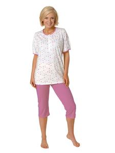 NORMANN Пижама-капри, с короткими рукавами, на пуговицах, в горошек - 66695, розового цвета