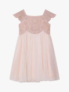 Платье Monsoon Baby Estella с цветочной вышивкой, розовое