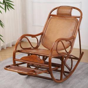 Fantasy Кресло-качалка из ротанга с резьбой, кофейного цвета
