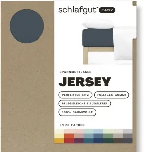 Простыня Schlafgut "EASY из 100% хлопка, мягкая и впитывающая, фирменная простыня", для матрасов высотой до 22 см, размером 90x200, 140x200 или 180x200 см 120-130х200 см, 1 шт., серый
