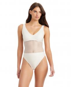 Вязаный морской мотив купальник-майка с вырезом-лодочкой через плечо Sanctuary, White Gold