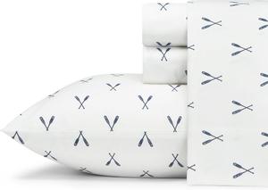 Комплект постельного белья Eddie Bauer King, хлопковый перкаль, свежий и прохладный декор для дома (Eddies Oar, King), Eddies Oar White/Navy