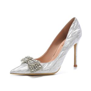 Женские туфли на тонком каблуке, серебристые CAOT, Silver 6Cm