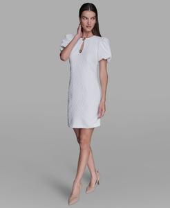 Женское платье с пышными рукавами и цветочным принтом KARL LAGERFELD PARIS, Soft White