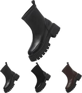 Ботинки на боковой молнии для женщин, ботильоны, короткие ботинки, женская обувь, повседневные туфли, ботинки на каждый день, плоские Generic, Black