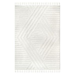 Ковер Risette с геометрическим узором и кисточками Nuloom, коричневый, 122x183 см