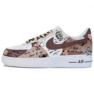 Nike Air Force 1 Fantasia, Love Planner Abrasion Resistant Low top Skateboard Shoes Women's Brown