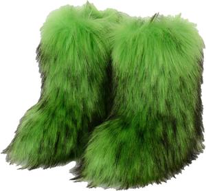 Женские ботинки из искусственного меха, пушистые короткие зимние ботинки с теплой меховой подкладкой для холодной погоды, удобные пушистые ботинки Generic, Green - B