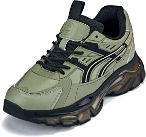 Мужские невидимые обувные стельки CALTO для увеличения роста - белые/полупрозрачная белая подошва, массивная подошва, спортивные кроссовки на шнуровке - на 2,6 дюйма выше - S5285 - Размер 9 D(M) US No Brand, хаки