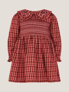 Детское платье с длинными рукавами и воротником питер пэн в клетку Monsoon, Brown