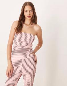 Комбинезон-бандо ASOS DESIGN в розово-шоколадную полоску