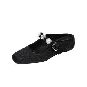 TATAYA Женские тапочки с закрытым носком на резиновой подошве, устойчивые к истиранию, черные, цвет Black