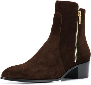 Женские ботильоны YDN с закрытым носком, низким широким устойчивым каблуком, молнией с обеих сторон, удобные, базовые офисные туфли, Dark Brown