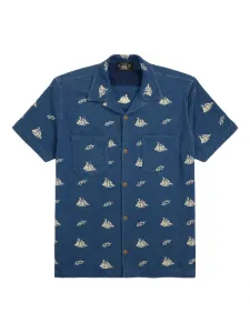 Рубашка с короткими рукавами и принтом Ralph Lauren RRL, синий