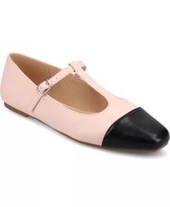 Женские туфли-лодочки Theah T-Strap Cap Toe Mary Jane Flats Journee Collection, розовый