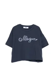 Вышитая футболка Msgm Kids, синий