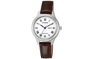 CITIZEN Часы Automatic Mechanical Movement Cowhide Strap Watch Women's Watch White Dial, White Dial