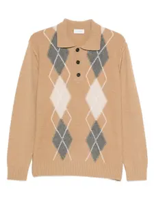 Рубашка поло с узором в ромб Paolo Pecora, нейтральный