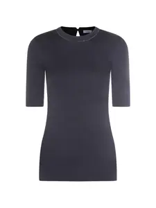 Джемпер с круглым вырезом и украшением Brunello Cucinelli, серый