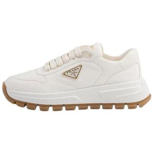 Кроссовки из кожи с треугольным логотипом PRADA, белые