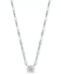 Ожерелье с выращенными в лаборатории бриллиантами (1/4 карата) из стерлингового серебра или стерлингового серебра с 14-каратным золотом, 16 дюймов + 2 дюйма (удлинитель) Forever Grown Diamonds, серебряный