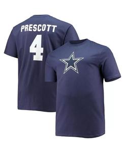 Мужская футболка Dak Prescott Navy Dallas Cowboys Big and Tall с именем и номером игрока Fanatics
