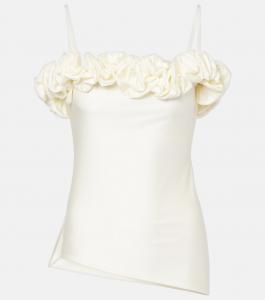 Топ с открытыми плечами и оборками Coperni, White Avorio