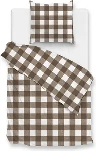 Комплект постельного белья ZO!Home Quattro di Lino 155 Palm Taupe Bedding Set 1 x Duvet Cover 155x220 + 1 x Pillowcase 80x80 Palm-Taupe Checkered Brown