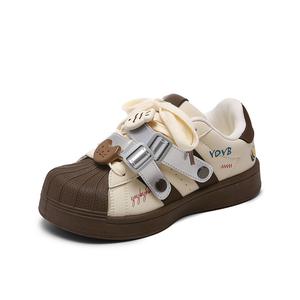 Стильные износостойкие и легкие низкие скейтерские туфли для женщин Lovely You KEAIDENI, желтый коричневый[белый Fish коричневый Cat]