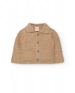 Вязаная куртка для мальчика с длинными рукавами и рубашечным стилем Boboli, желтый