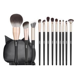 MSQ 12 шт кисть для макияжа Black Cat из натурального меха, мягкая и бережная к коже, для проработки деталей