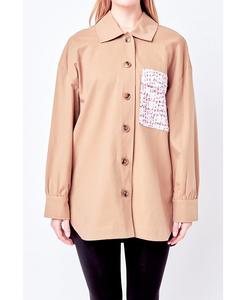Женская куртка-рубашка из хлопкового твила English Factory, тан/бежевый