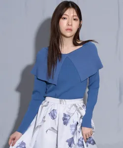 Вязаный свитер с большим воротником Noela, цвет Blue