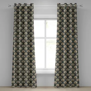 Шторы на люверсах ABAKUHAUS с цветочным узором, в стиле ар-нуво, романтический цветочный узор, ретро-узор, декоративные двухпанельные шторы, 280 см x 245 см, бежево-серый, ярко-красный Abakuhaus