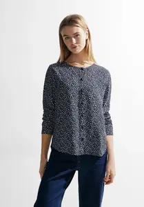 Блузка Cecil с длинными рукавами и круглым вырезом, синий