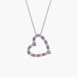Подвеска в форме сердца с розовым сапфиром и бриллиантами из 14-каратного белого золота Blue Nile