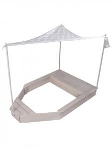 Roba Песчаный корабль - Водонепроницаемый - Из массива дерева - В комплекте с солнцезащитным тентом - Серый