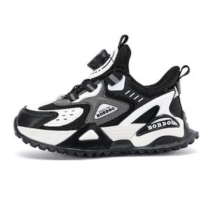 Кроссовки для бега для детей с низким верхом, противоскользящие, износостойкие, дышащие, легкие, с амортизацией и поддержкой. BOBDOG, черный/белый