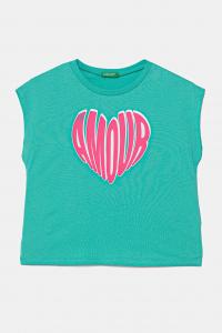 Футболка из хлопка для детей United Colors Of Benetton, бирюзовый