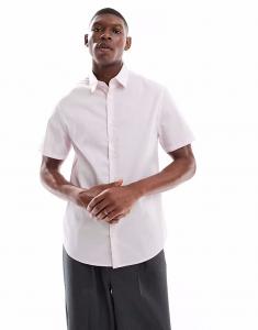 ASOS DESIGN формальная рубашка из легкого в утюге поплина светло-розового цвета