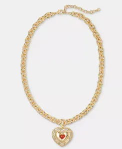 Ожерелье с подвеской в форме сердца из паве и камней, 18 дюймов + удлинитель 3 дюйма, эксклюзивно в Macy's On 34Th, red