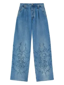 Джинсы с цветочной вышивкой Ermanno Scervino, синий