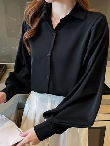 Классическая блузка с воротником, женская блузка Doux Belle, цвет Black