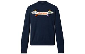 X Nigo Intarsia Jacquard Graphic Cashmere Crewneck Louis Vuitton, темно-синий