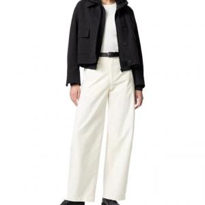 Женские повседневные брюки средней ширины Uniqlo, айвори