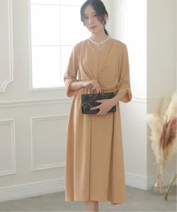 Платье с перекрученным спереди вырезом идеально подходит для свадеб, встреч выпускников, вечеринок и других особых случаев Pourvous, цвет Beige