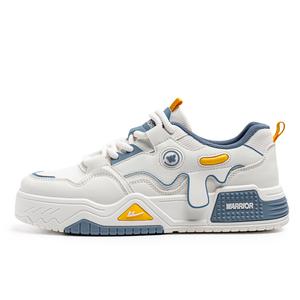 Нескользящие, износостойкие, дышащие низкие мужские кроссовки для скейтбординга WARRIOR, White Blue Gray