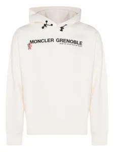 Хлопковое худи с принтом логотипа Moncler Grenoble, белый