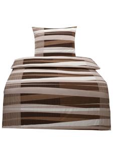 Jack Комплект постельного белья из фланели, 2 предмета, 135x200 см, полосатый узор, коричнево-кремовый цвет