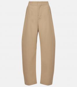 Хлопковые брюки-клёш из твила Bottega Veneta, бежевый